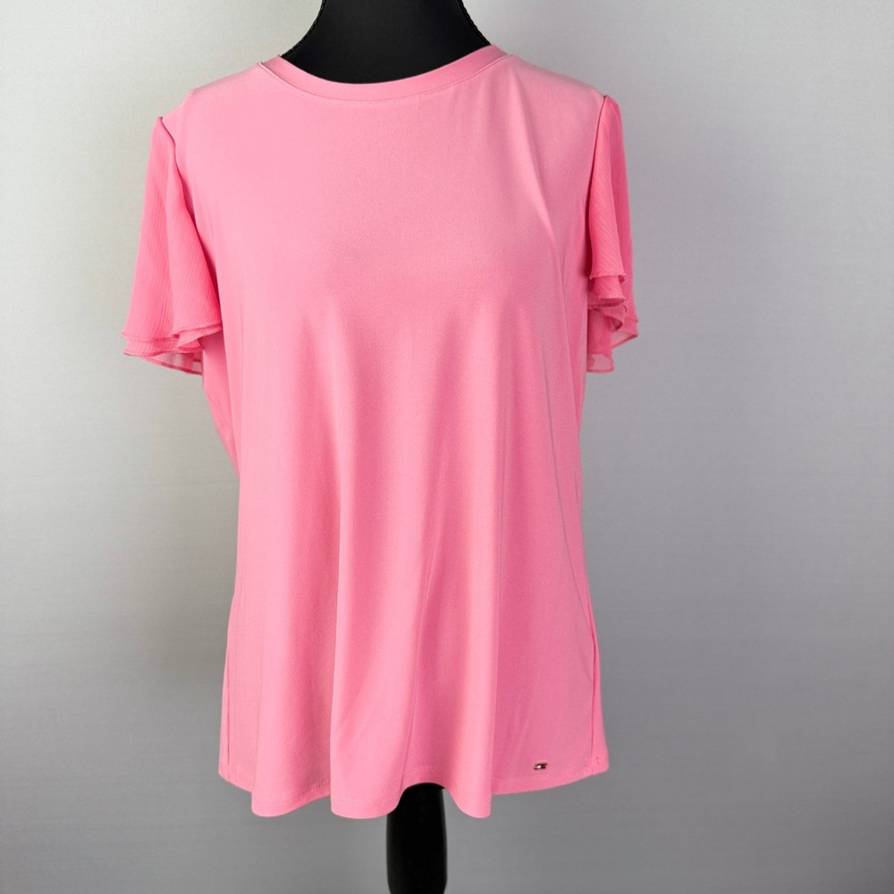 Tommy Hilfiger Womens Flutter‎ Sleeve Tunic Top Blouse Size L